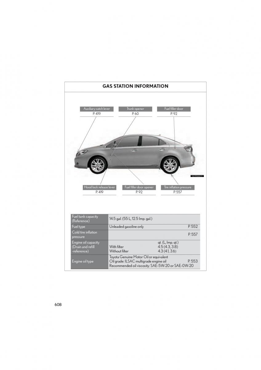 Lexus HS owners manual / page 610