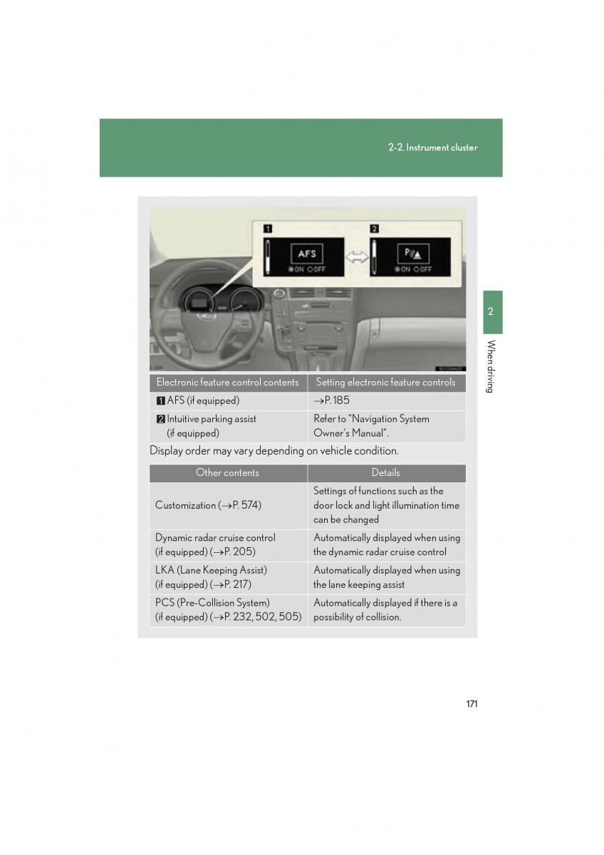 Lexus HS owners manual / page 173