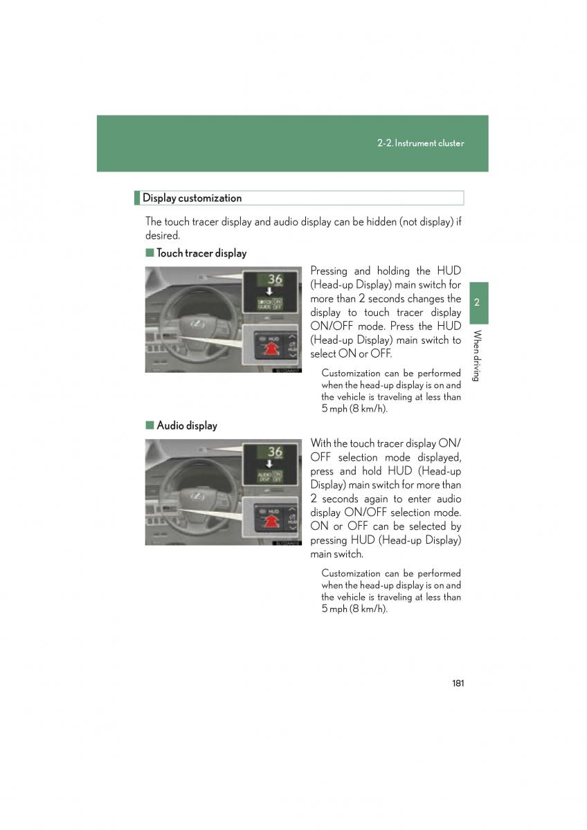 Lexus HS owners manual / page 183