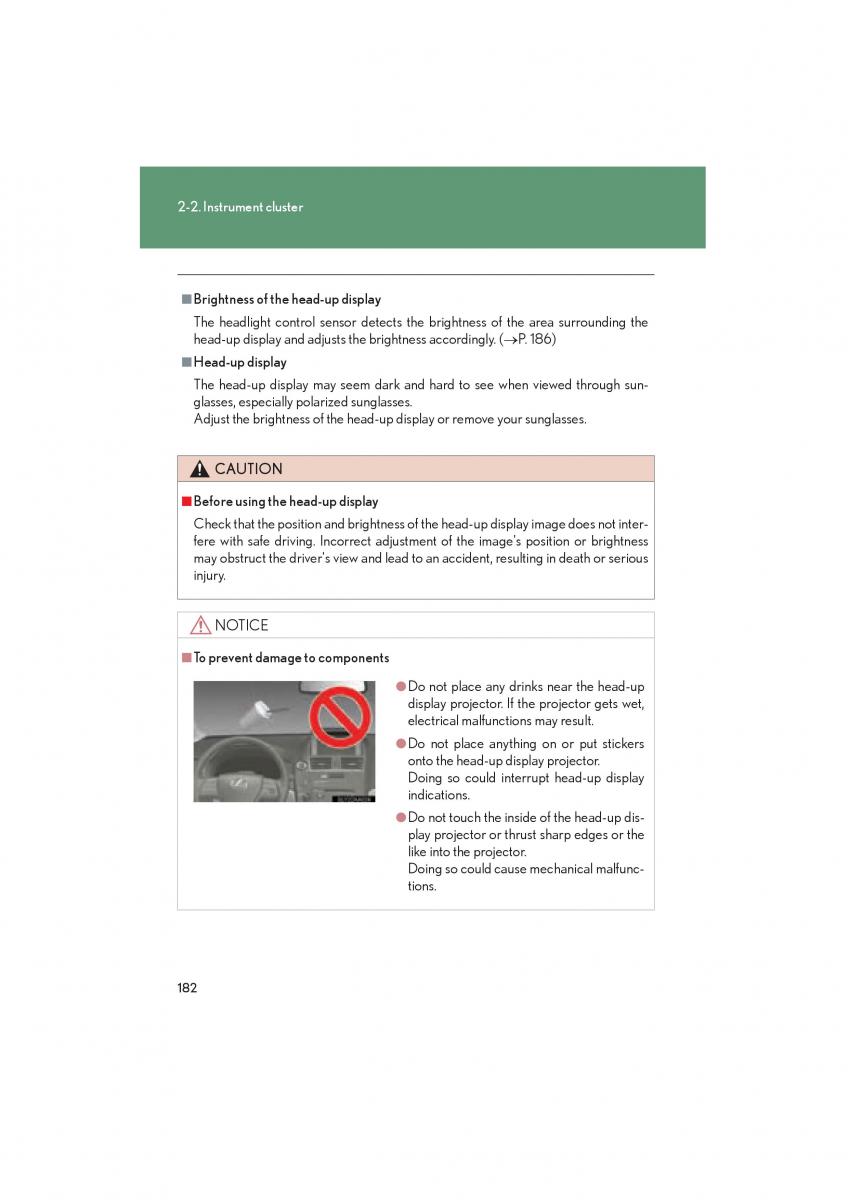 Lexus HS owners manual / page 184