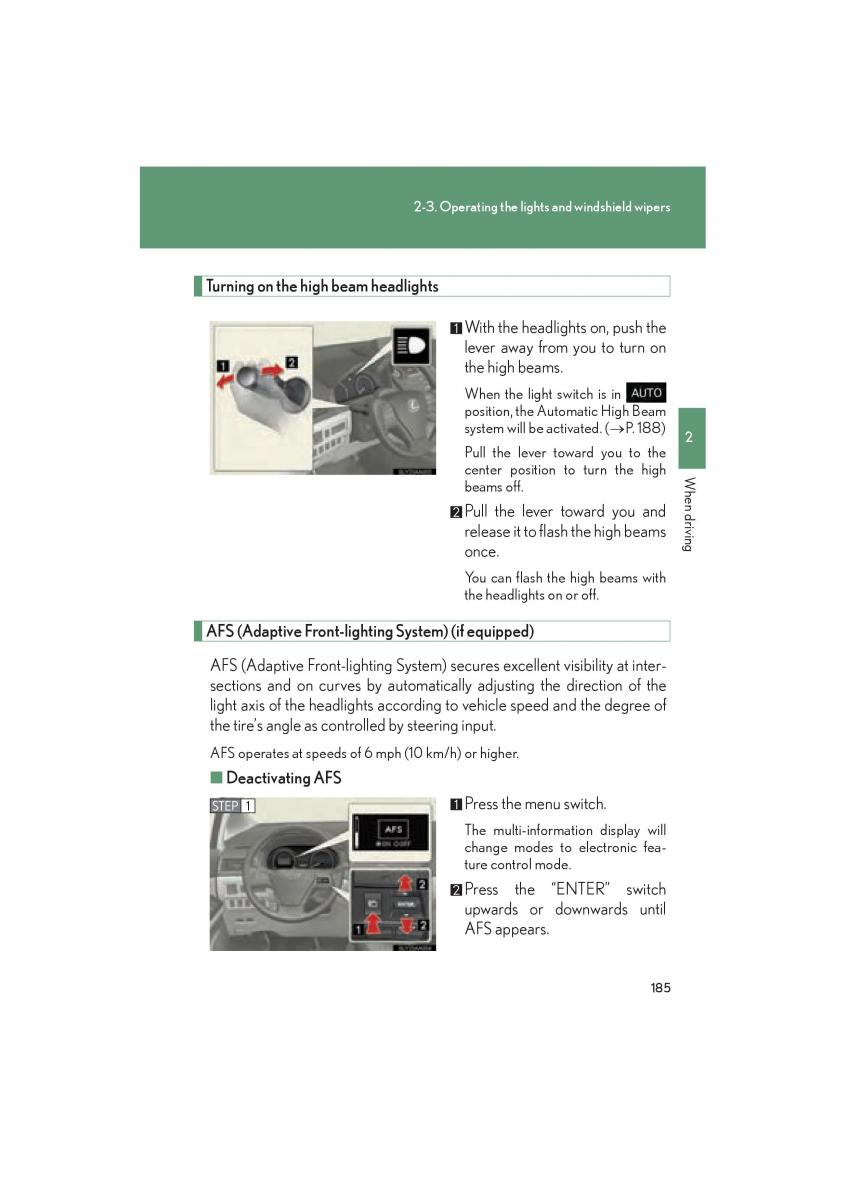 Lexus HS owners manual / page 187