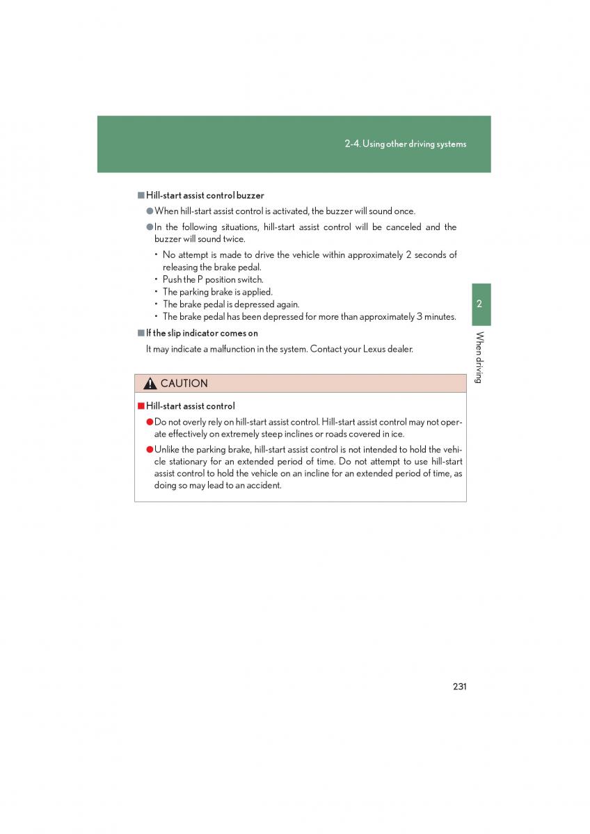 Lexus HS owners manual / page 233