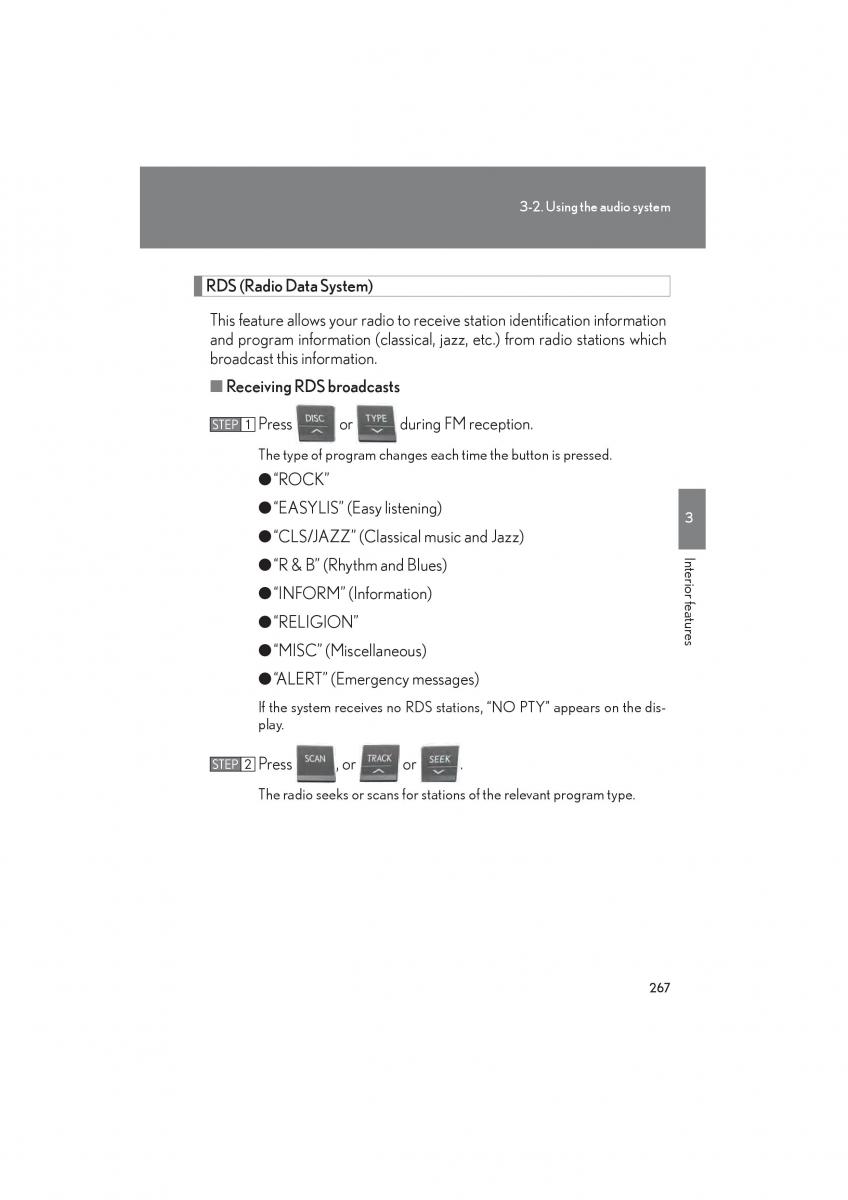 Lexus HS owners manual / page 269