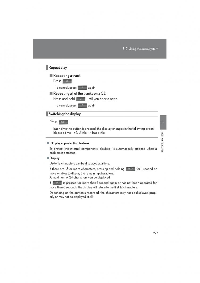 Lexus HS owners manual / page 279