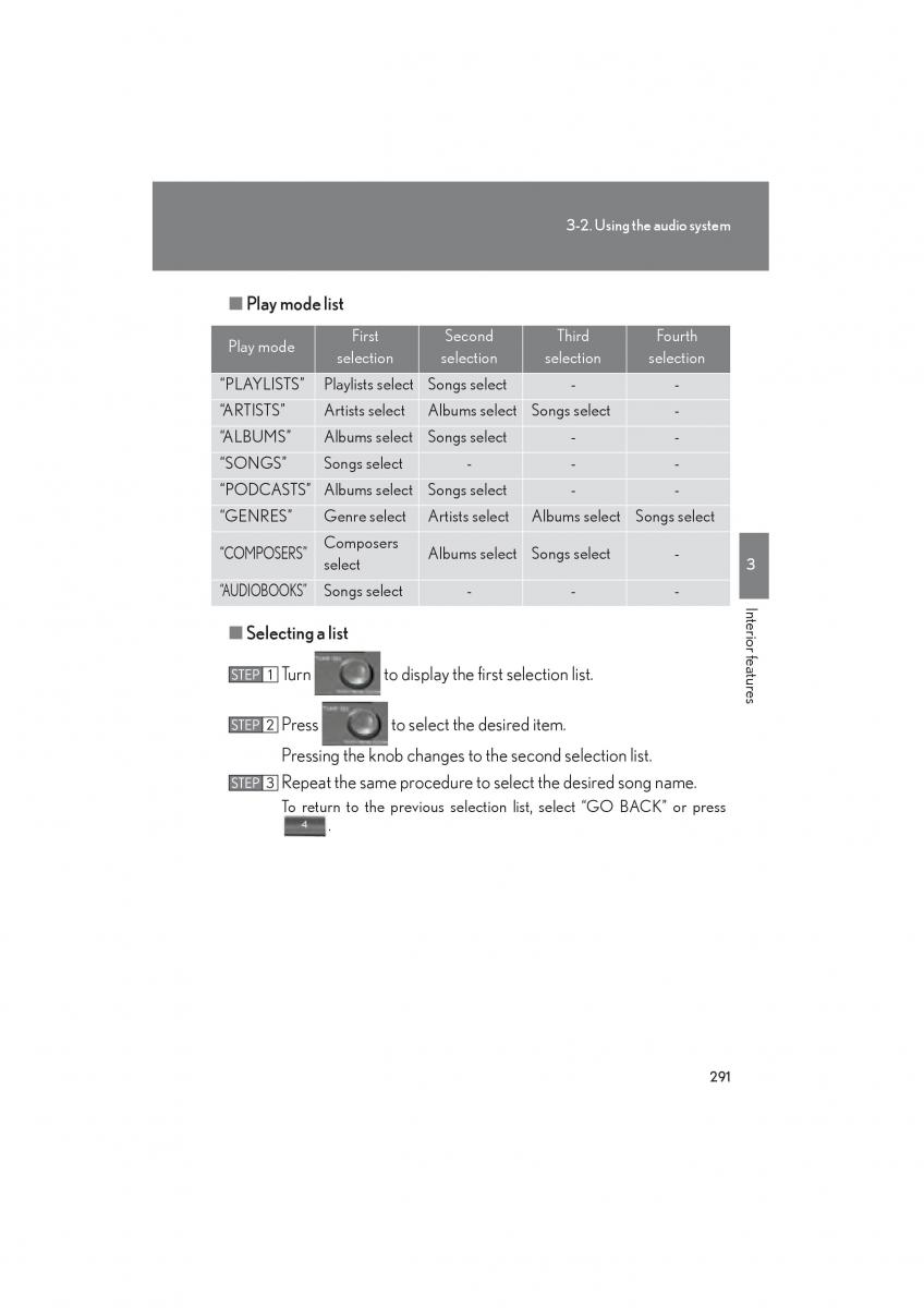 Lexus HS owners manual / page 293