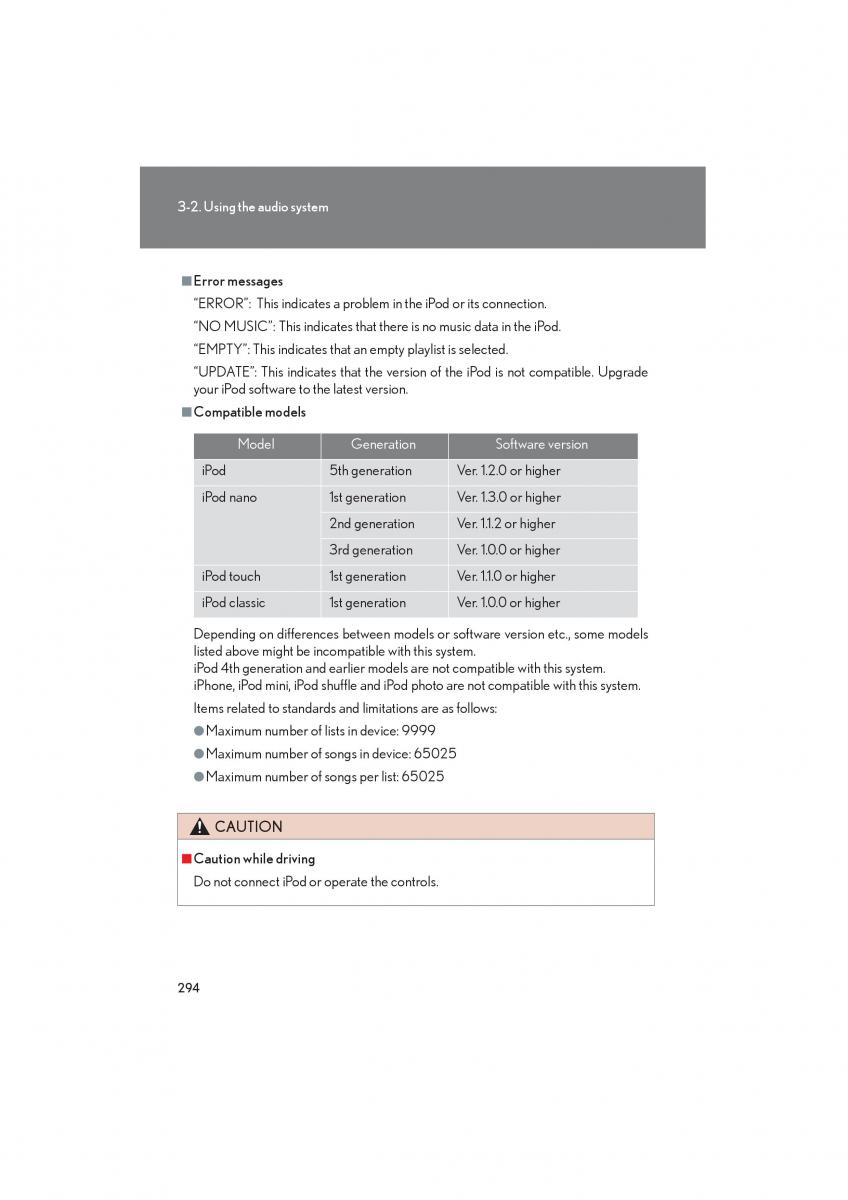 Lexus HS owners manual / page 296