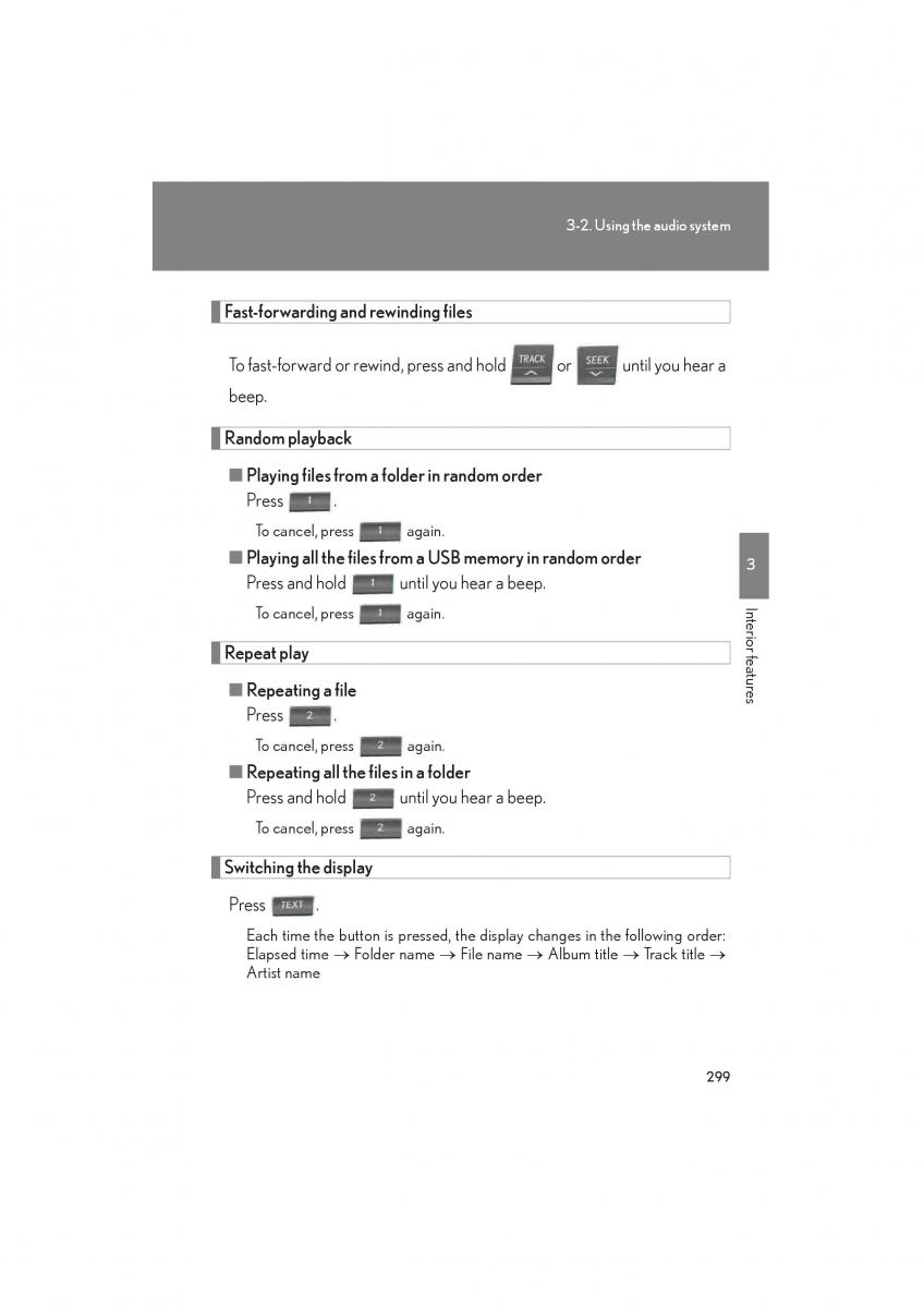 Lexus HS owners manual / page 301