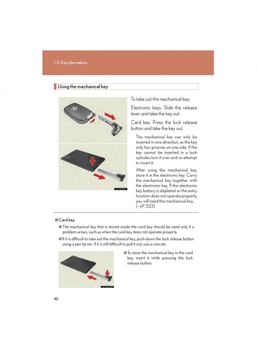 Lexus HS owners manual / page 42