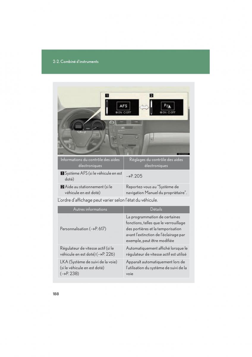 Lexus HS manuel du proprietaire / page 190