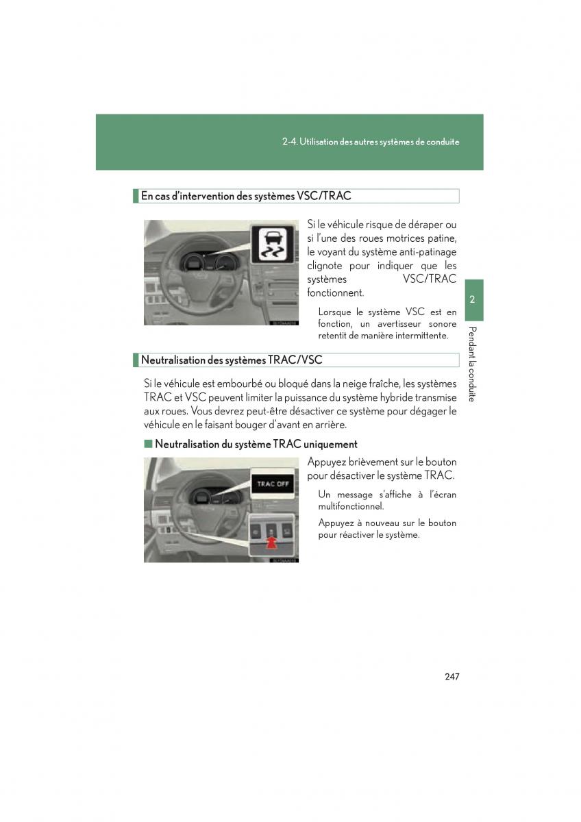 Lexus HS manuel du proprietaire / page 249