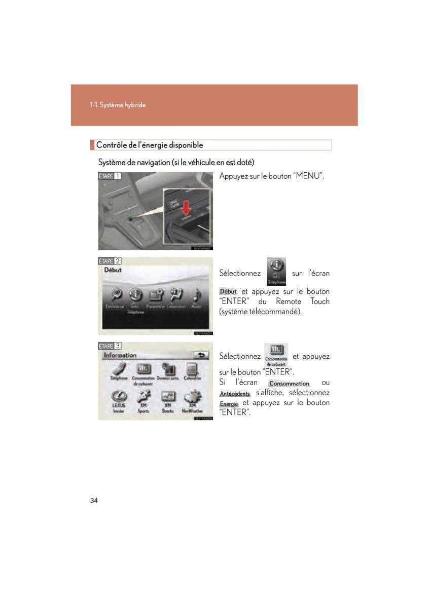 Lexus HS manuel du proprietaire / page 36