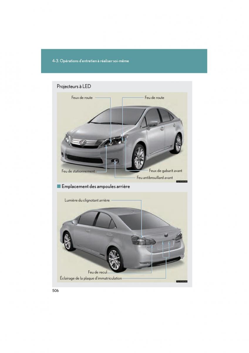 Lexus HS manuel du proprietaire / page 508