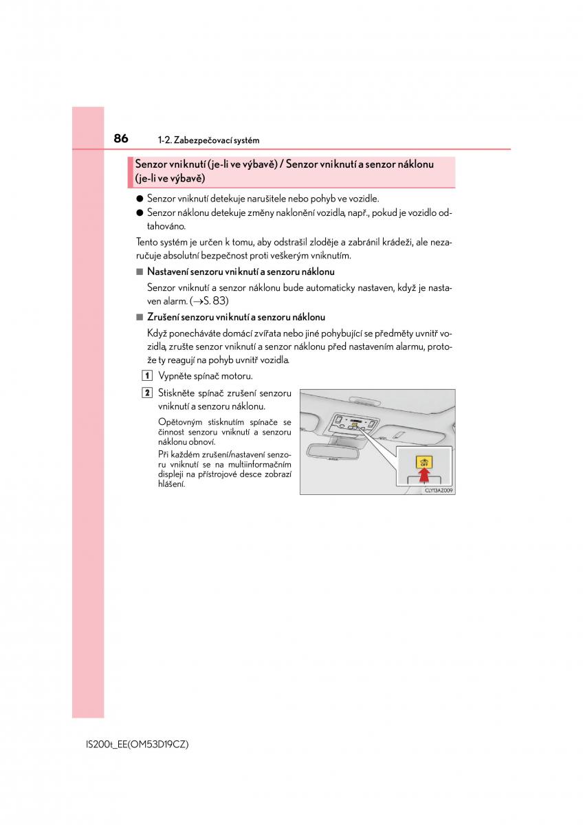 Lexus IS200t III 3 navod k obsludze / page 86