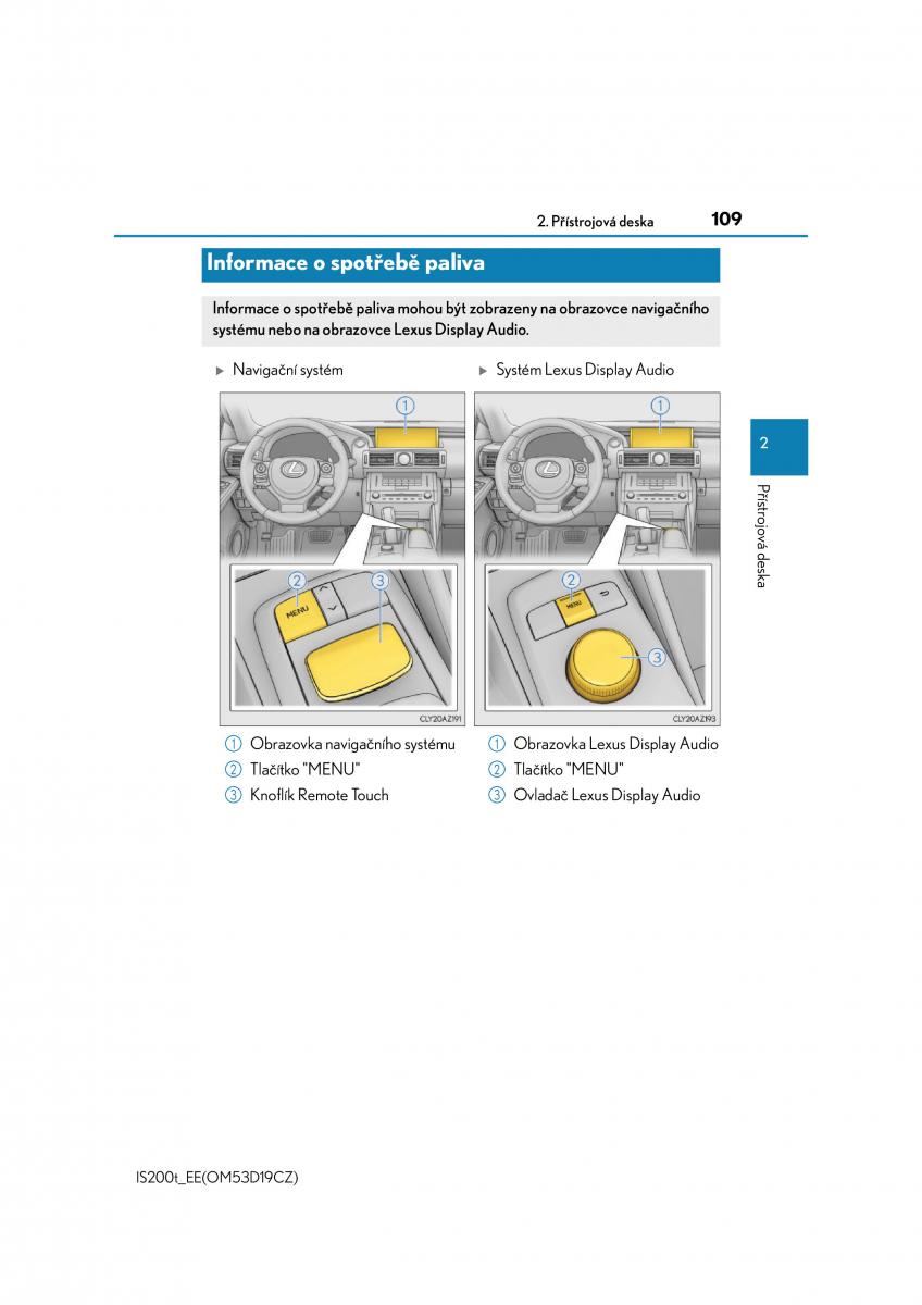 Lexus IS200t III 3 navod k obsludze / page 109