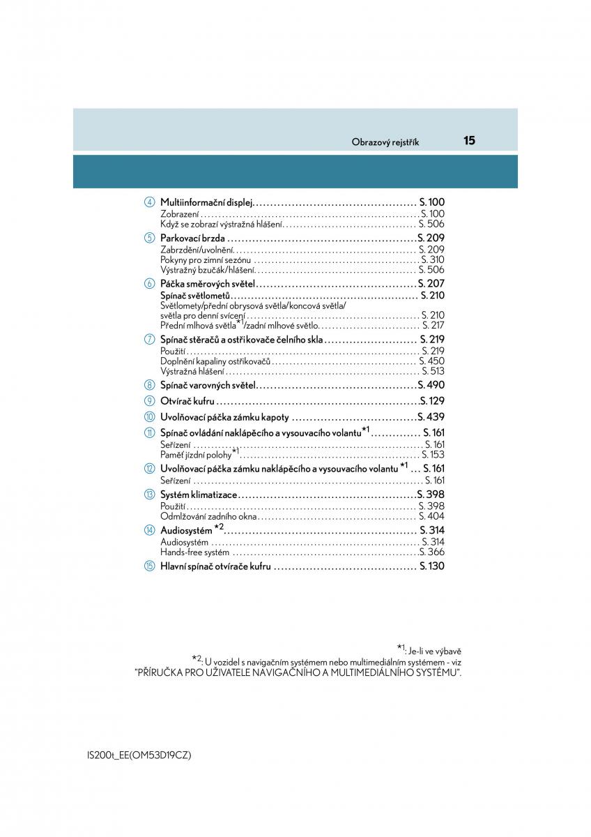 Lexus IS200t III 3 navod k obsludze / page 15