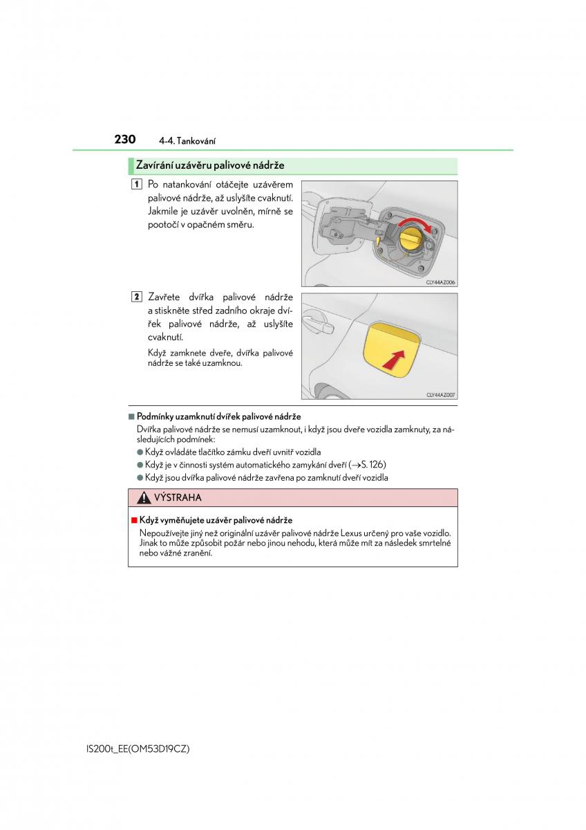 Lexus IS200t III 3 navod k obsludze / page 230