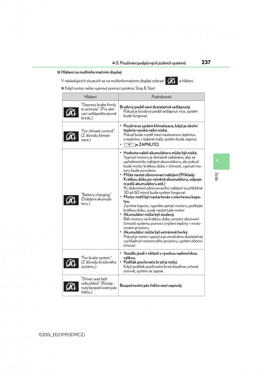 Lexus IS200t III 3 navod k obsludze / page 237