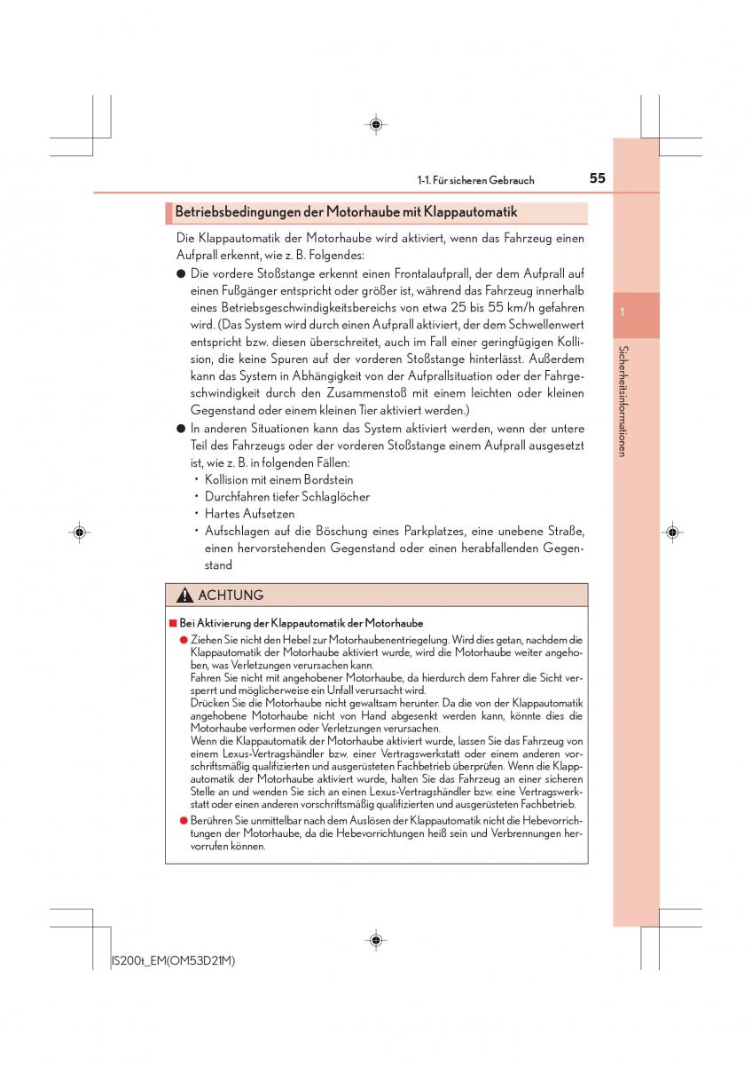 Lexus IS200t III 3 Handbuch / page 55