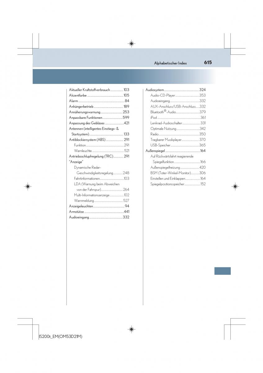 Lexus IS200t III 3 Handbuch / page 615