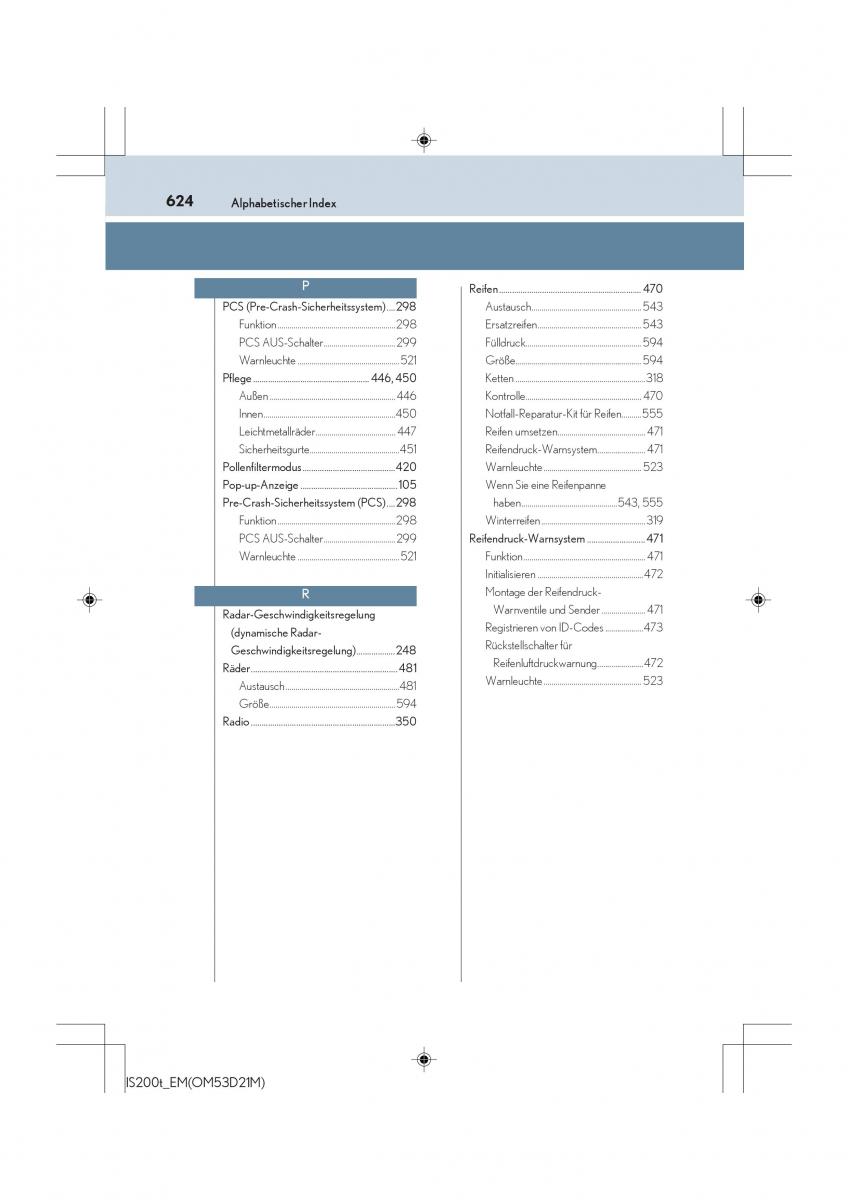 Lexus IS200t III 3 Handbuch / page 624