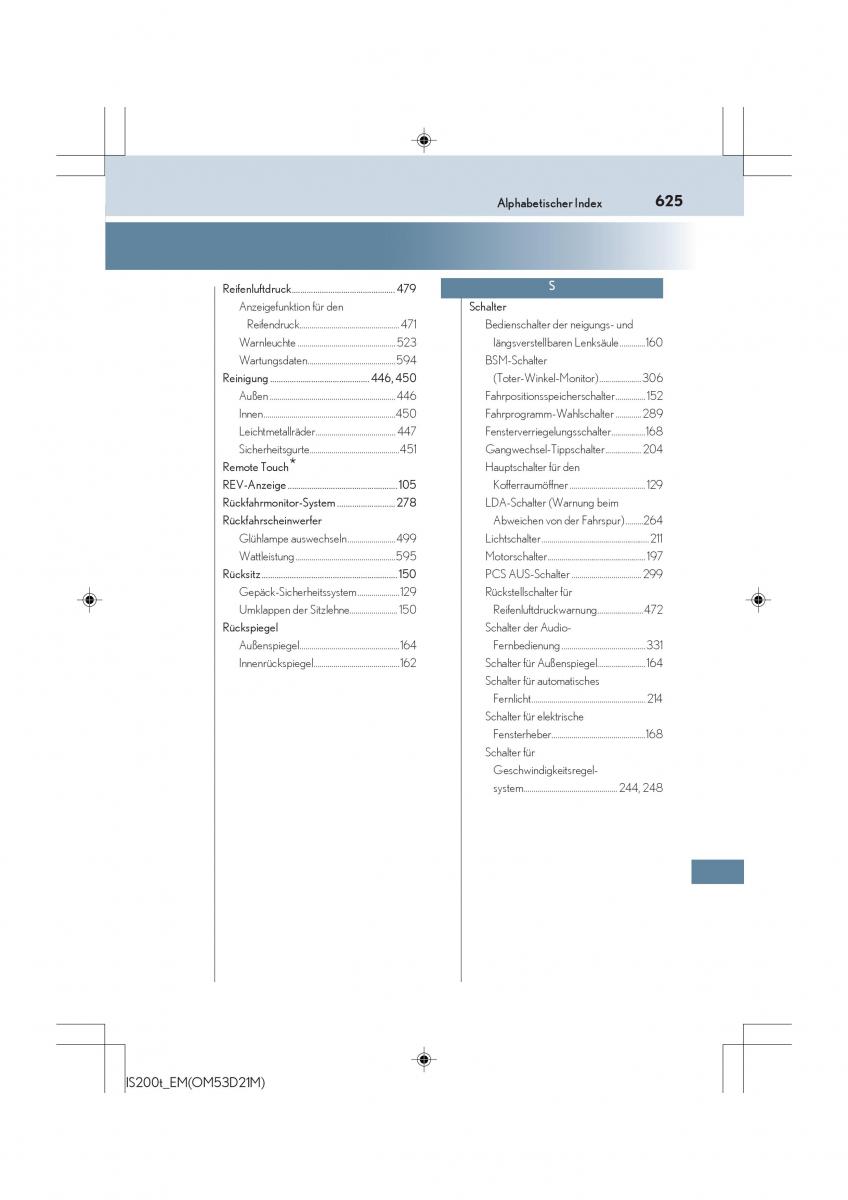 Lexus IS200t III 3 Handbuch / page 625