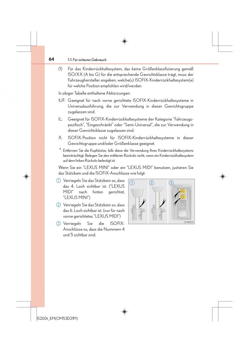 Lexus IS200t III 3 Handbuch / page 64