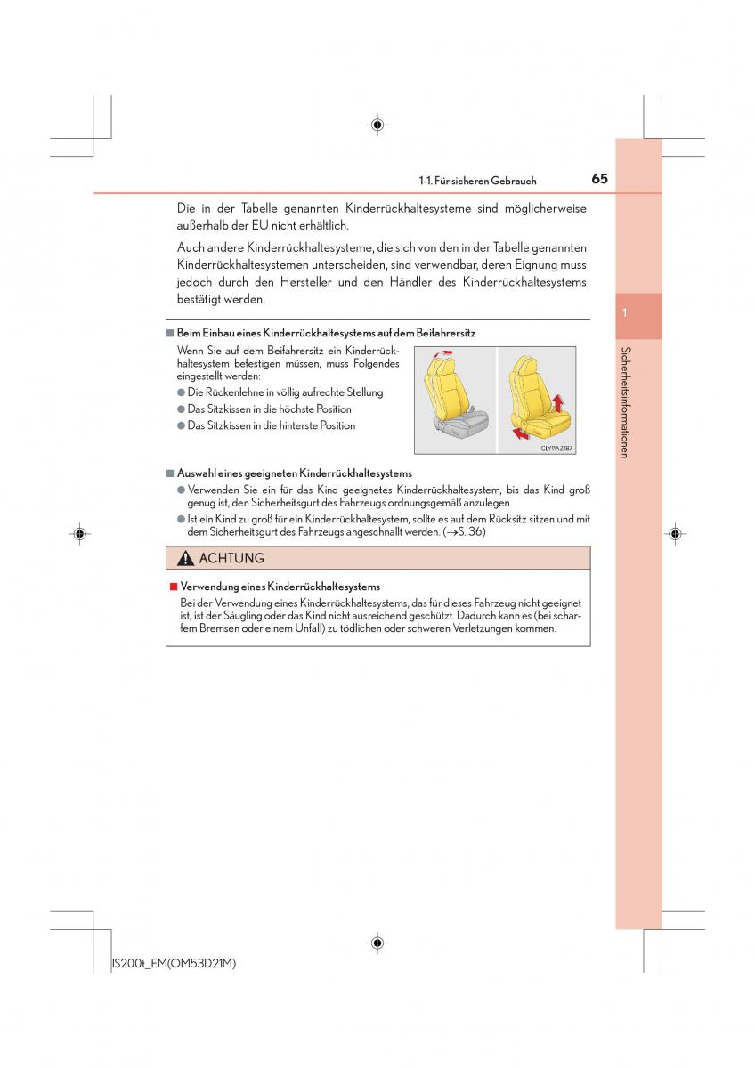Lexus IS200t III 3 Handbuch / page 65