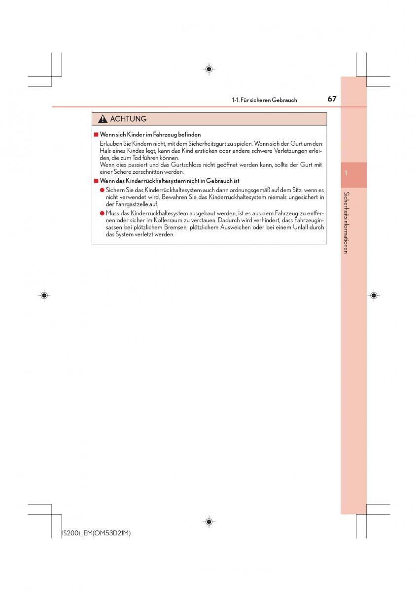 Lexus IS200t III 3 Handbuch / page 67