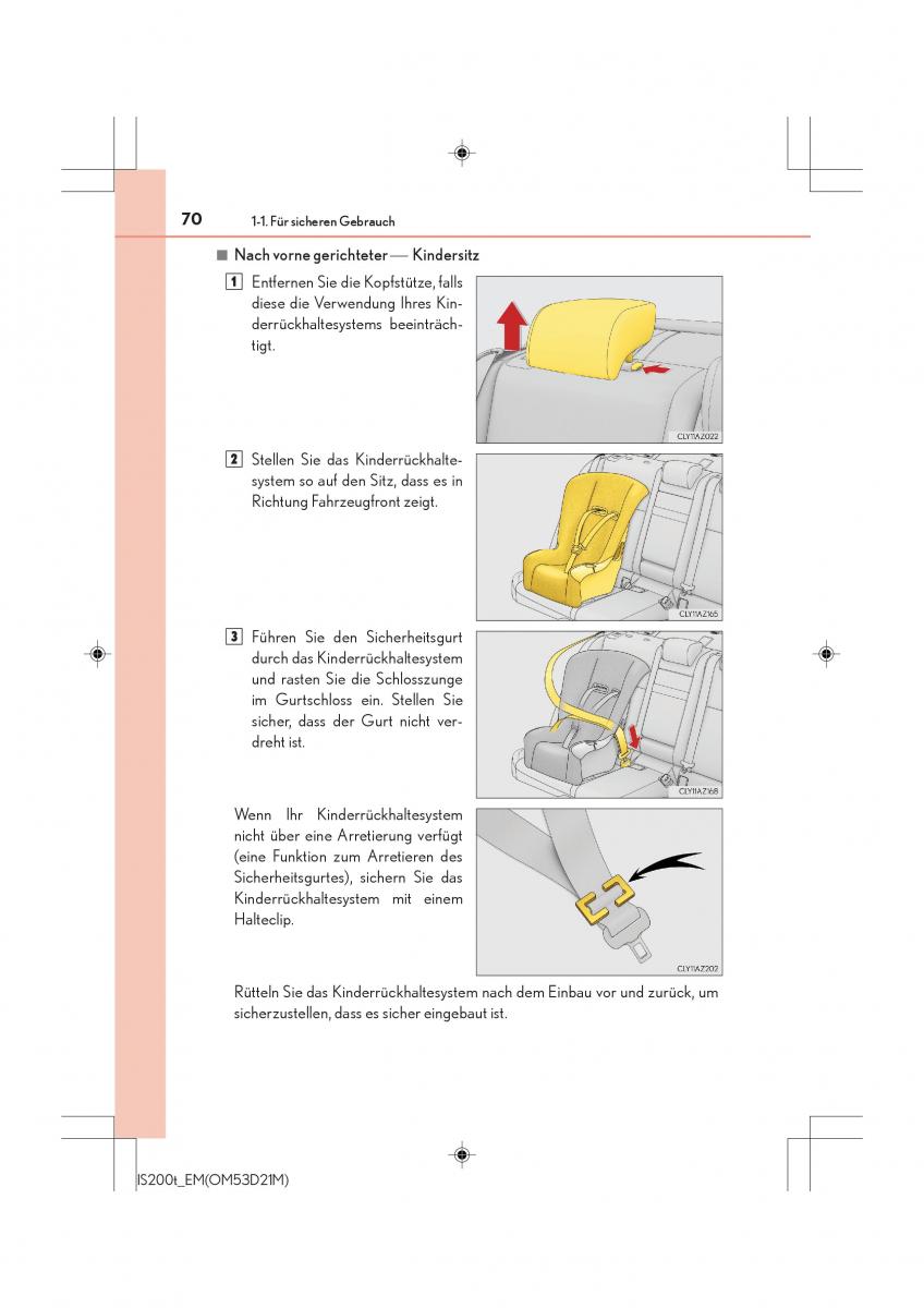 Lexus IS200t III 3 Handbuch / page 70