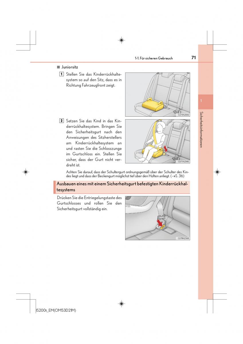 Lexus IS200t III 3 Handbuch / page 71