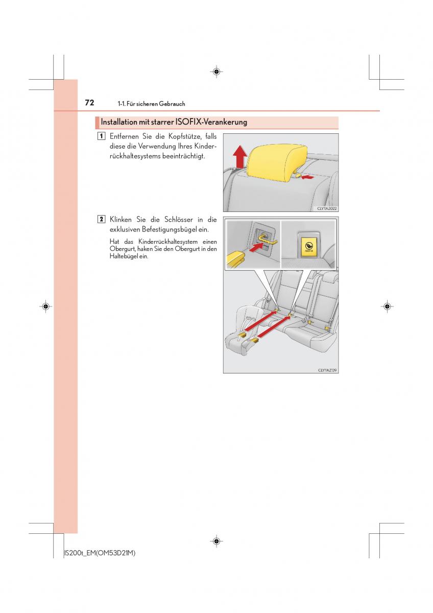 Lexus IS200t III 3 Handbuch / page 72