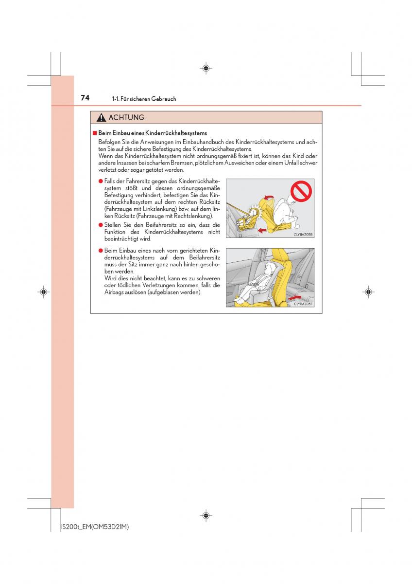 Lexus IS200t III 3 Handbuch / page 74