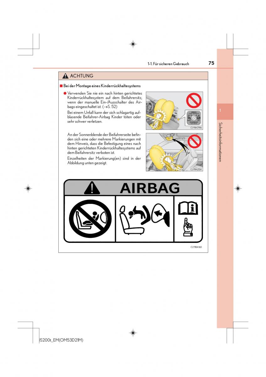 Lexus IS200t III 3 Handbuch / page 75