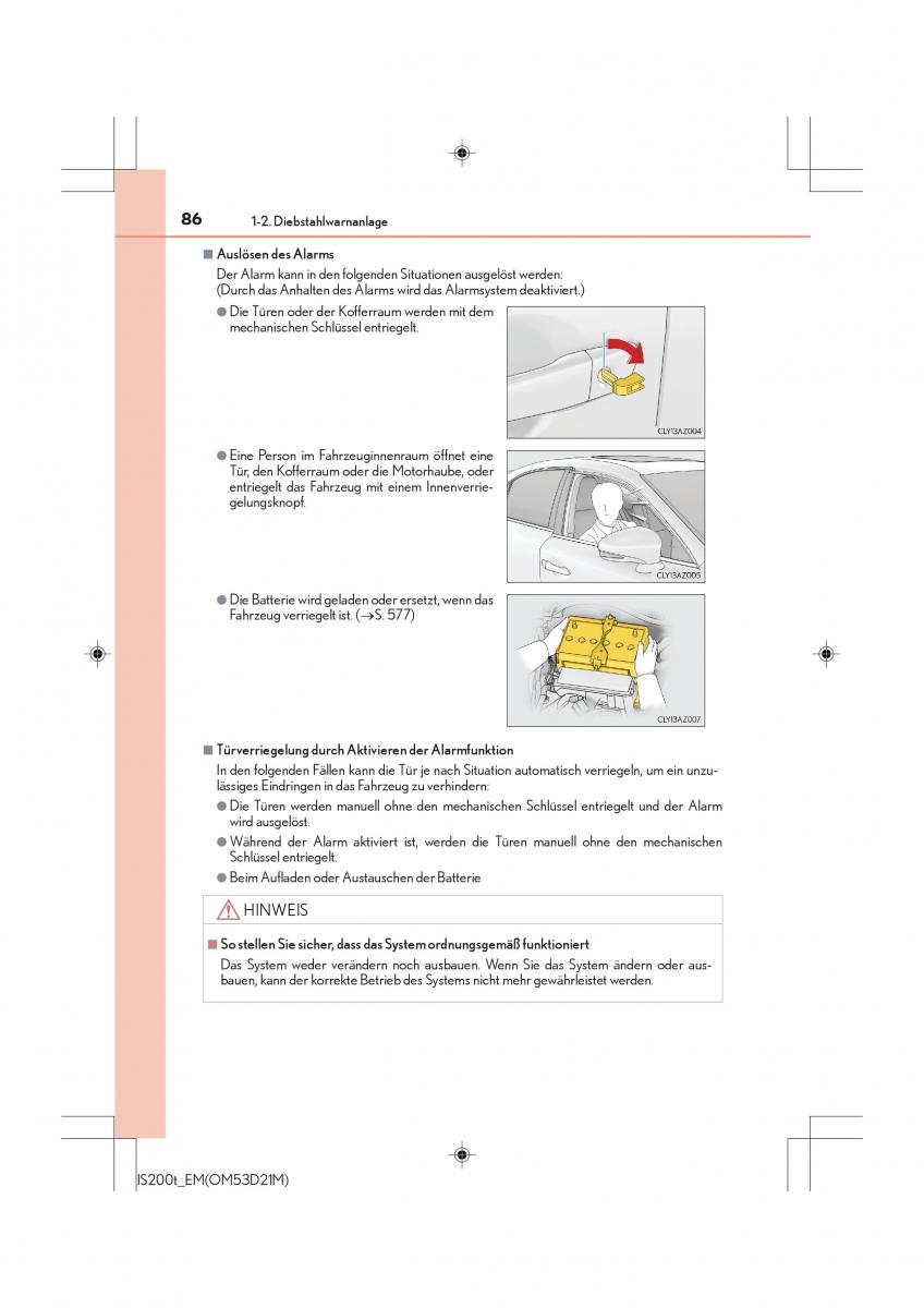 Lexus IS200t III 3 Handbuch / page 86