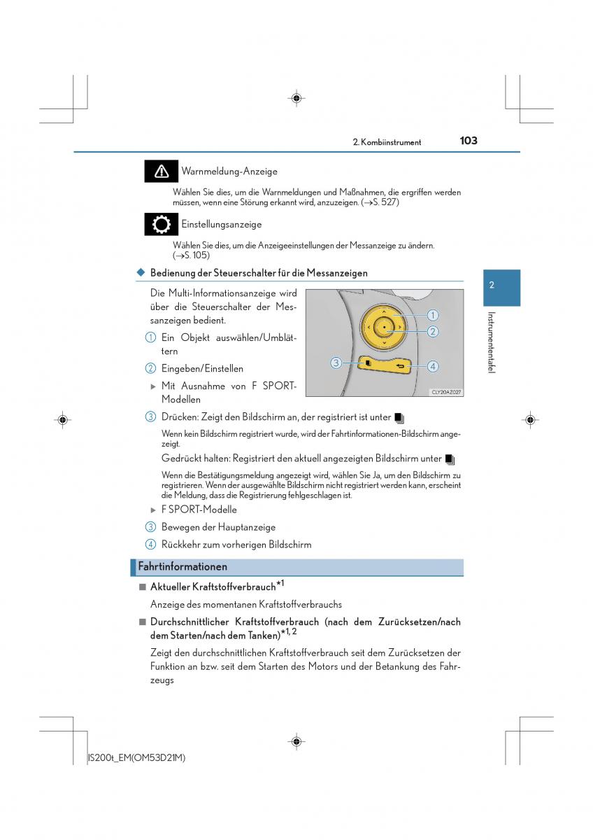 Lexus IS200t III 3 Handbuch / page 103