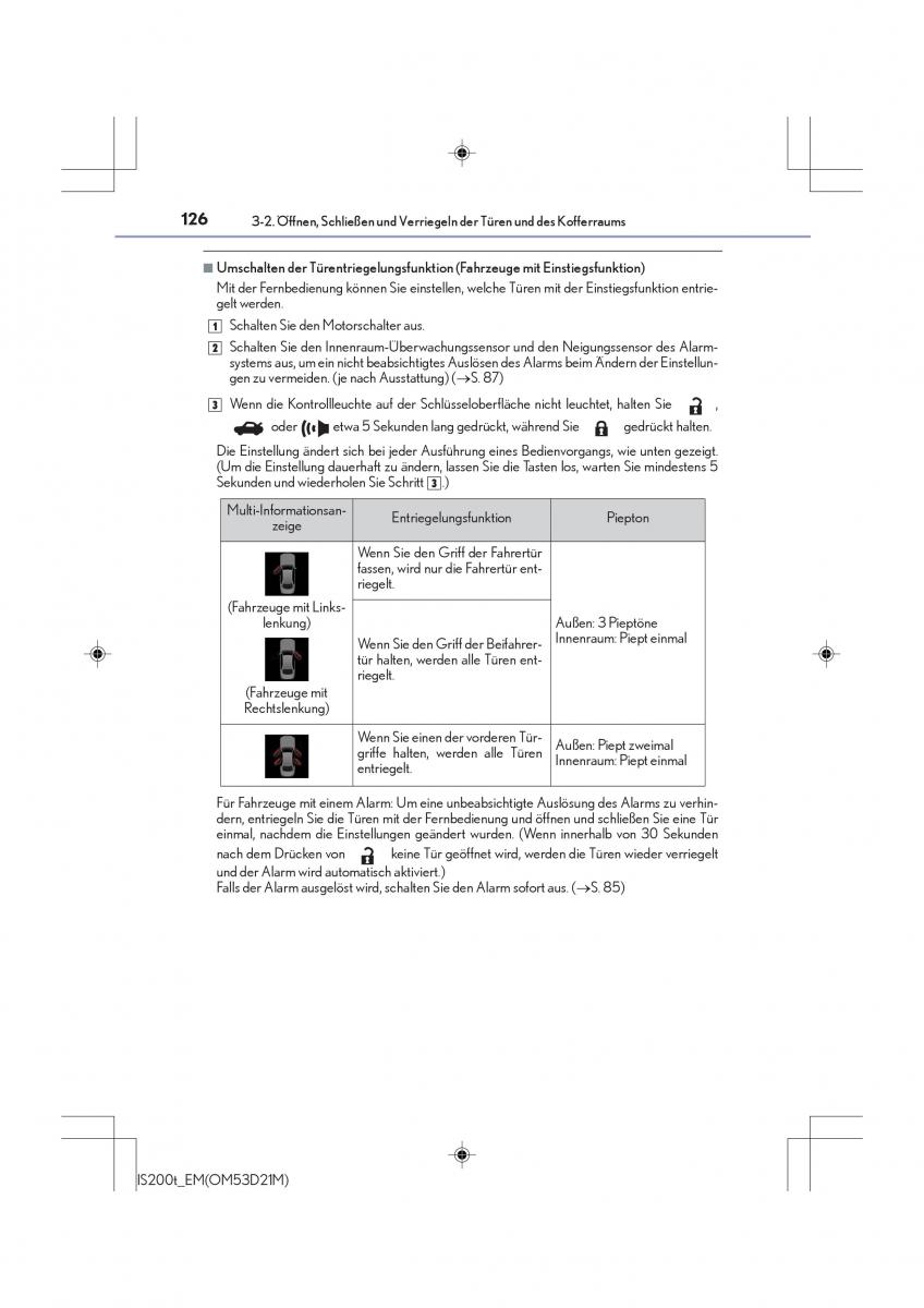 Lexus IS200t III 3 Handbuch / page 126