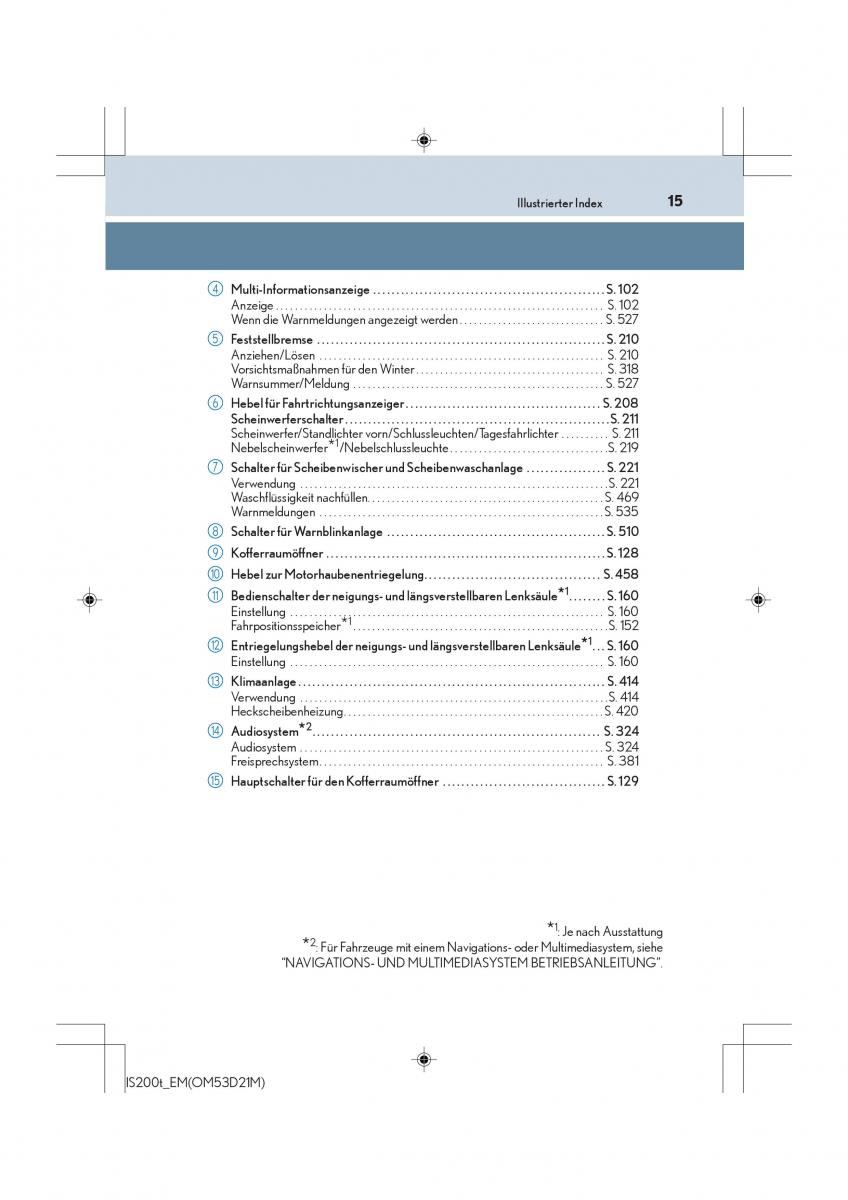 Lexus IS200t III 3 Handbuch / page 15