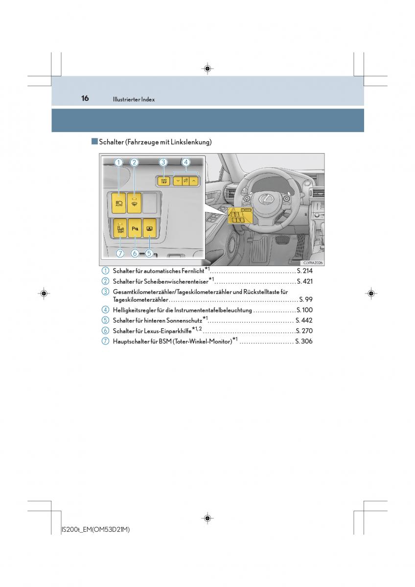 Lexus IS200t III 3 Handbuch / page 16