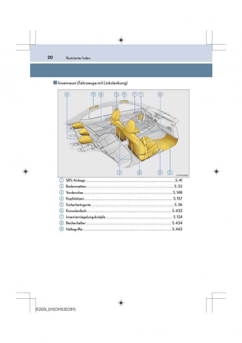 Lexus IS200t III 3 Handbuch / page 20