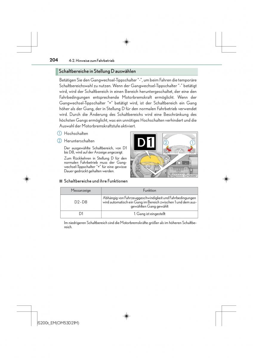 Lexus IS200t III 3 Handbuch / page 204