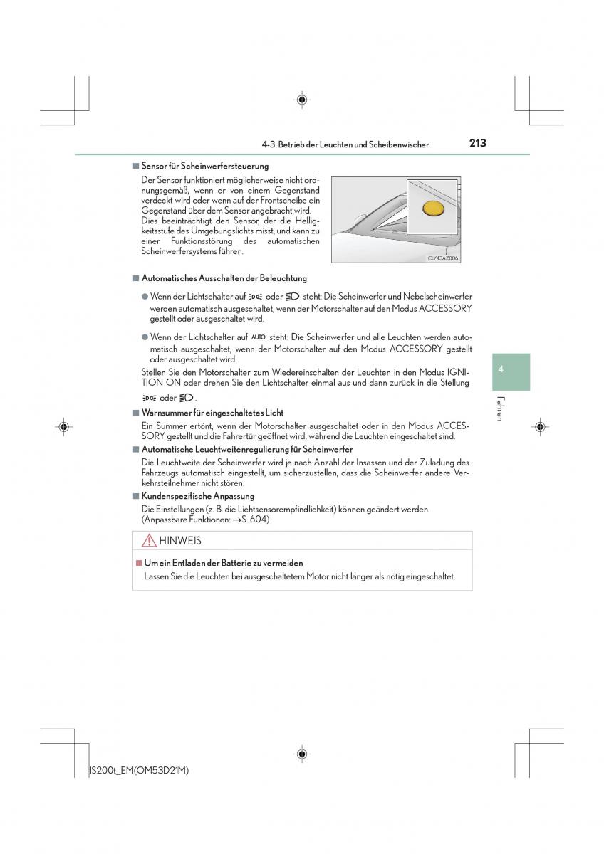 Lexus IS200t III 3 Handbuch / page 213