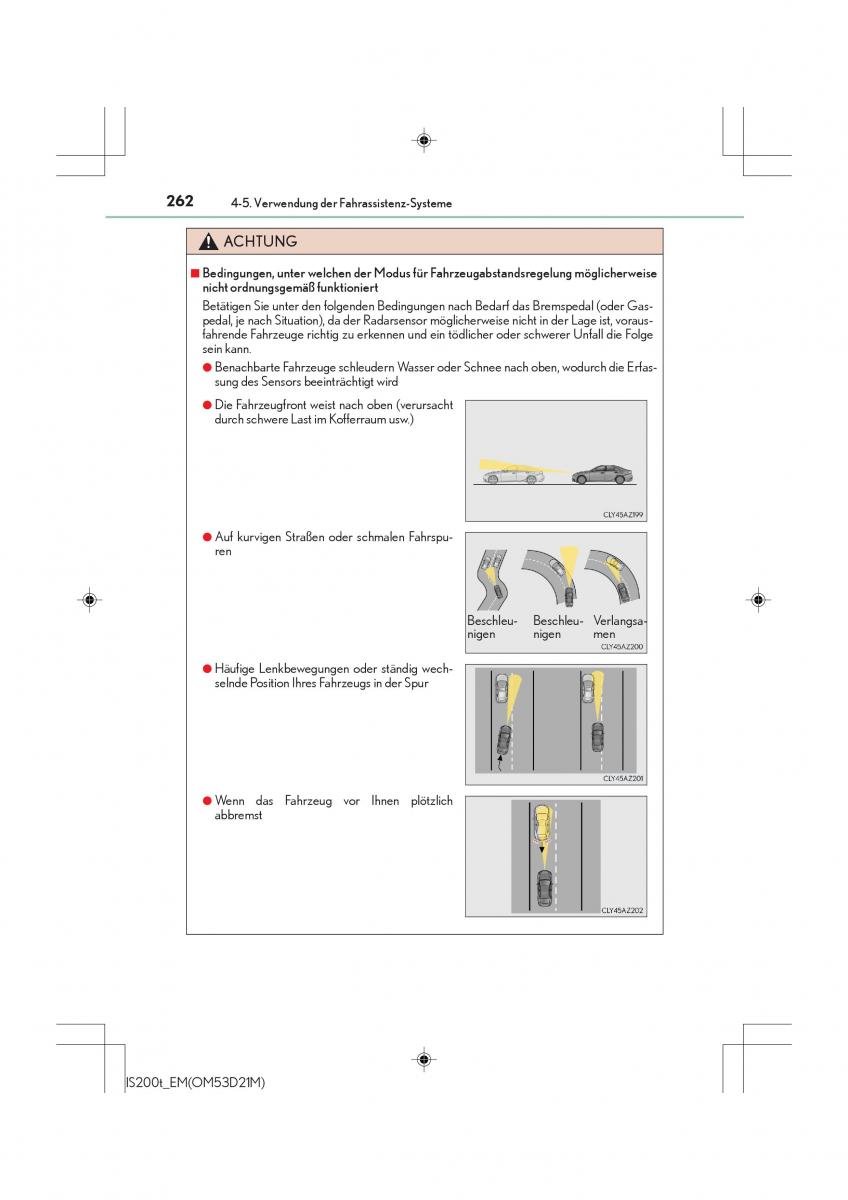 Lexus IS200t III 3 Handbuch / page 262