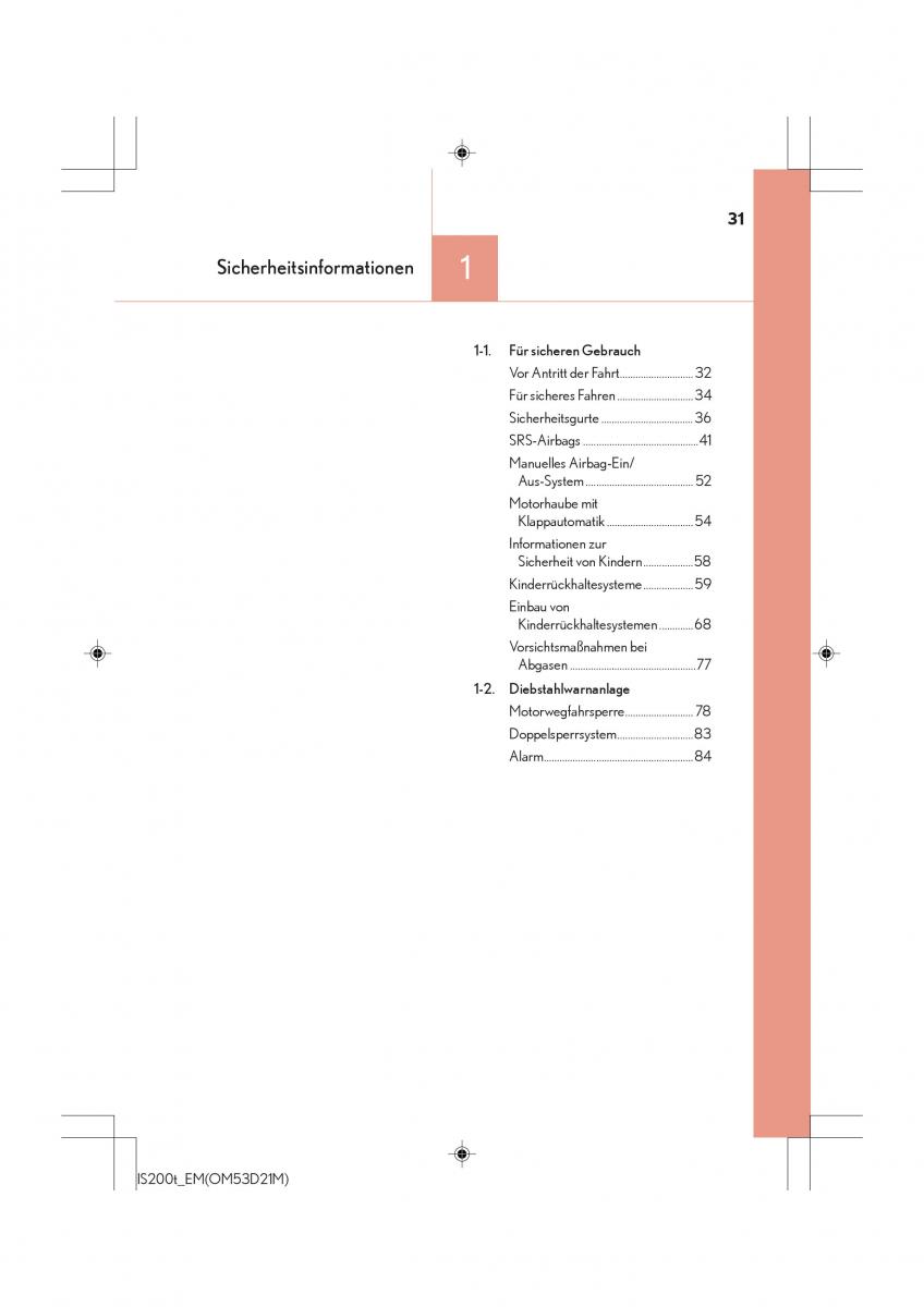 Lexus IS200t III 3 Handbuch / page 31