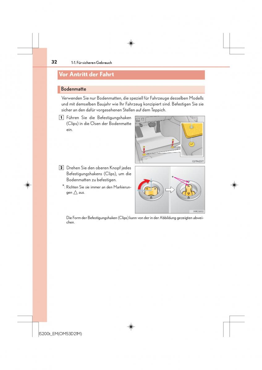 Lexus IS200t III 3 Handbuch / page 32