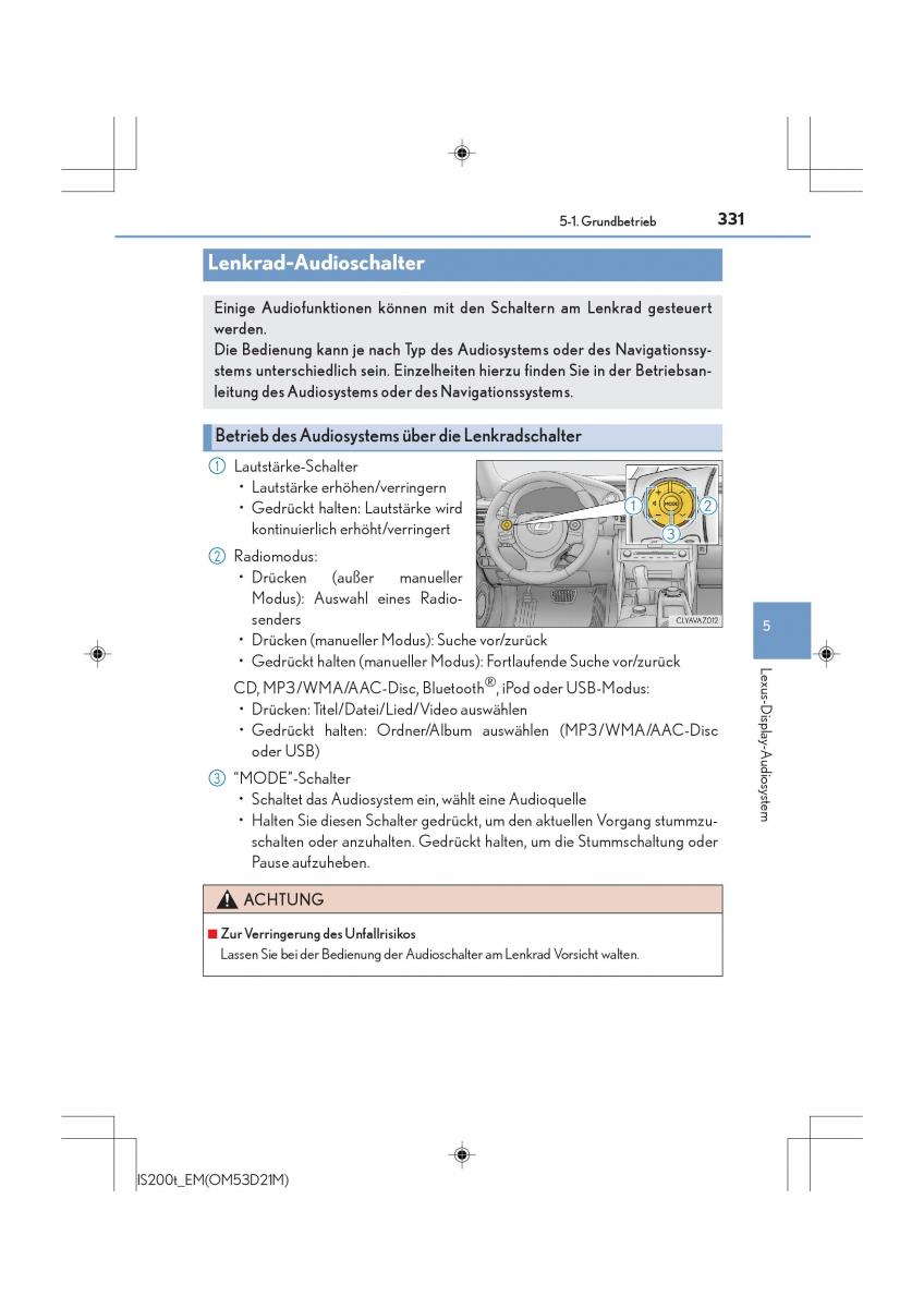 Lexus IS200t III 3 Handbuch / page 331