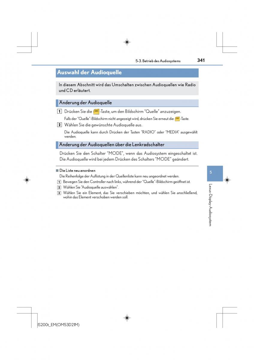 Lexus IS200t III 3 Handbuch / page 341