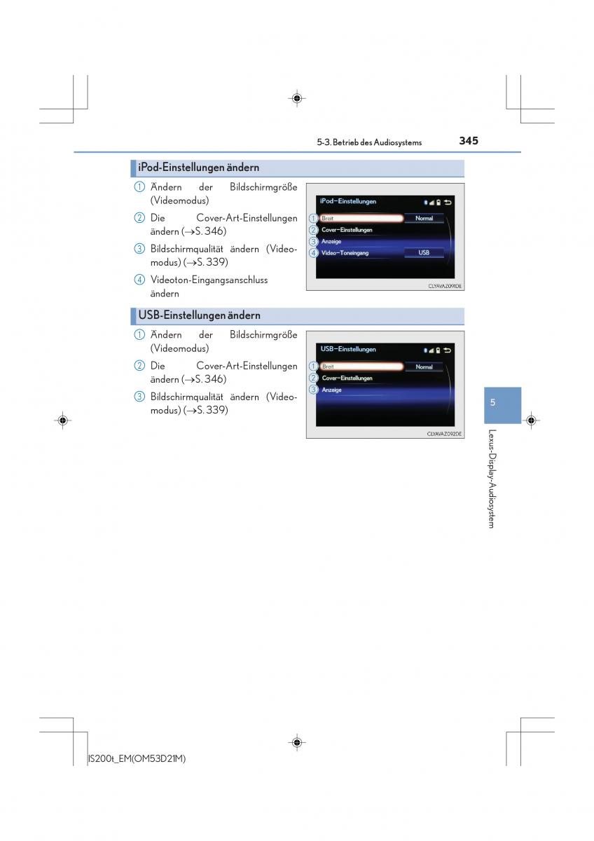Lexus IS200t III 3 Handbuch / page 345