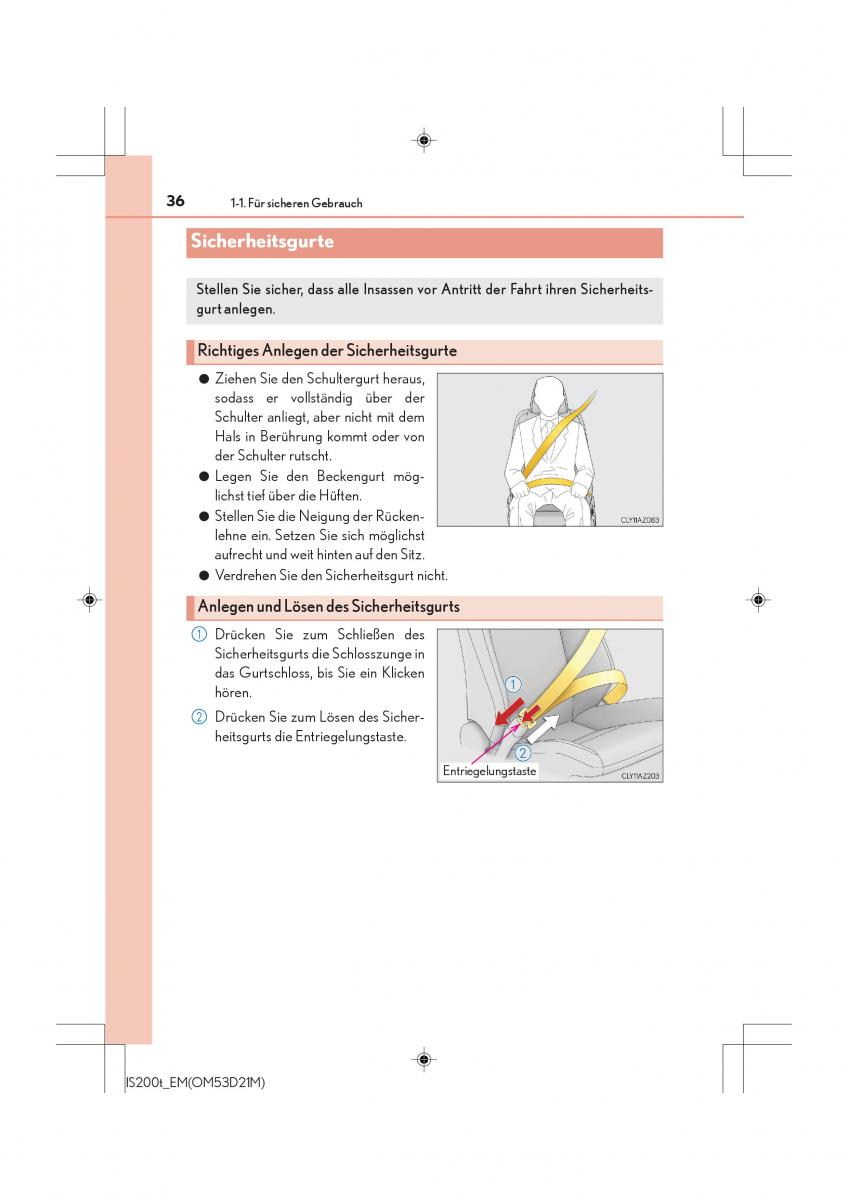 Lexus IS200t III 3 Handbuch / page 36