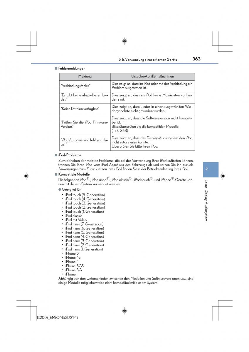 Lexus IS200t III 3 Handbuch / page 363