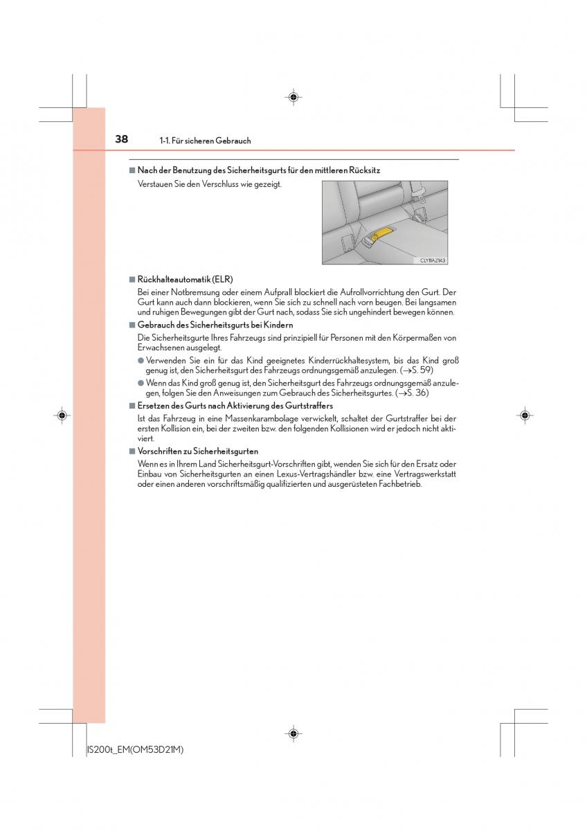 Lexus IS200t III 3 Handbuch / page 38